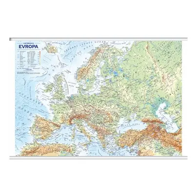 Evropa nástěnná obecně zeměpisná mapa