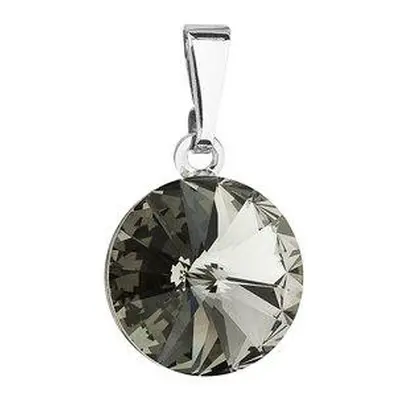 Evolution Group Přívěsek bižuterie se Swarovski krystaly šedý kulatý 54001.3, Černá,