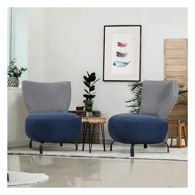 Atelier del Sofa Wing Chair Set Loly Set - Dark Blue