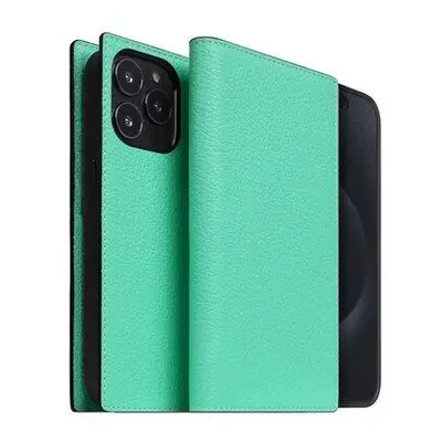 SLG Design puzdro D8 Neon Full Grain Leather Diary pre iPhone 15 Pro - Teal