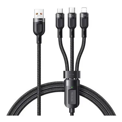 Kabel 3v1 z USB na USB-C / Lightning / Micro USB, Mcdodo CA-0930, 6A, 1,2 m (černý)