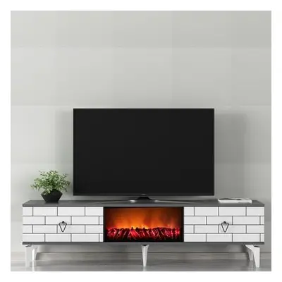 Hanah Home TV Stand Varna Fireplace - White, Anthracite WhiteAnthracite