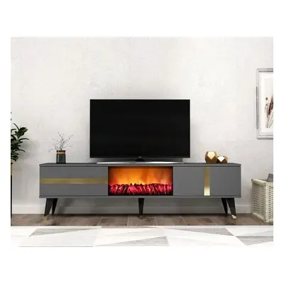 Hanah Home TV Stand Vania Fireplace - Anthracite, Gold AnthraciteGold