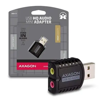 AXAGON zvukový mini USB HQ adaptér / ADA-17 / USB 2.0 / černý, ADA-17