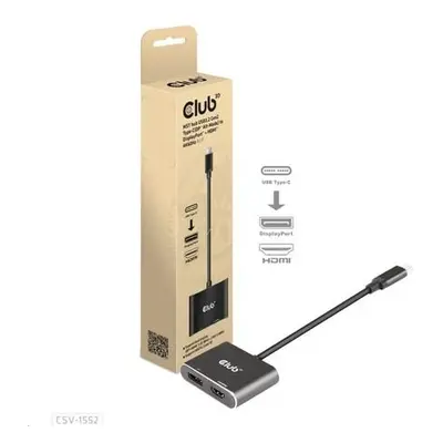 Club3D hub MST (Multi Stream Transport) USB3.2 Gen2 Type-C(DP Alt-Mode) na DisplayPort + HDMI 4K