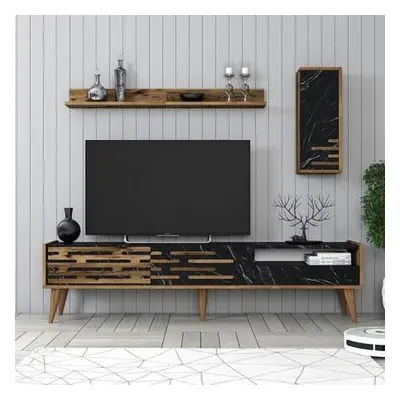 Hanah Home TV Unit Valensiya - Walnut, Black, Marble WalnutBlackMarble