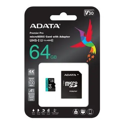 ADATA MicroSDXC 64 GB AUSDX64GUI3V30SA2-RA1