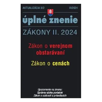 Aktualizácia II/2 2024 Zákon o verejnom obstarávaní Zákon o cenách