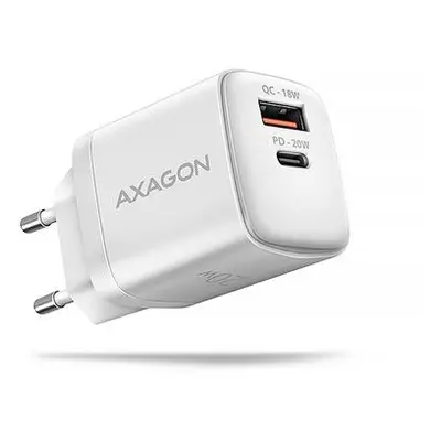 AXAGON ACU-PQ20W nabíječka do sítě 20W, 2x port (USB-A + USB-C), PD3.0/PPS/QC4+/AFC/Apple, bílá