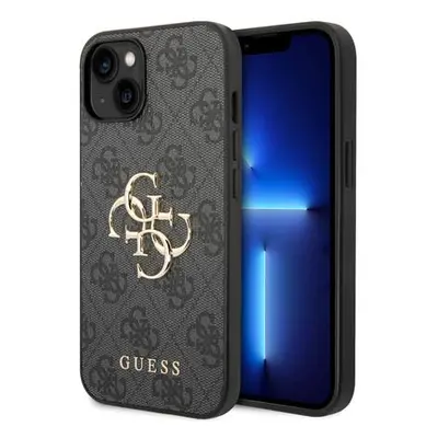 Guess PU 4G Metal Logo kryt iPhone 15 Plus šedý