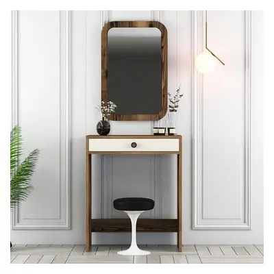 Hanah Home Make-Up Table Lizbon Mirror - Walnut, Cream WalnutCream