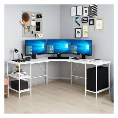 Hanah Home Study Desk Power L - White