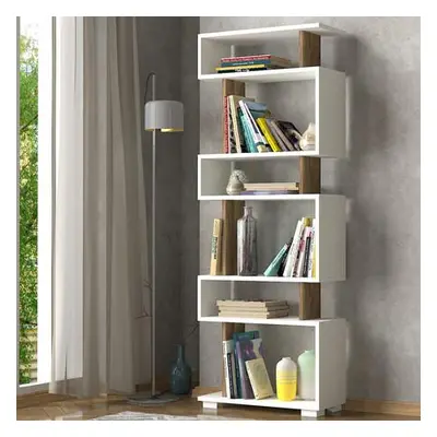 Hanah Home Bookshelf Blok - White, Walnut WhiteWalnut