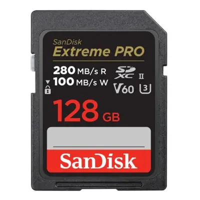 SanDisk Extreme PRO 128 GB V60 UHS-II SD cards, 280/100 MB/s,V60,C10,UHS-II