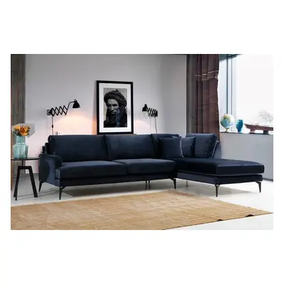 Atelier del Sofa Corner Sofa Papira Corner Right (L3+Chl) - Navy Blue