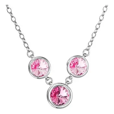 Evolution Group Stříbrný náhrdelník se Swarovski krystaly růžový kulatý 32033.3 rose