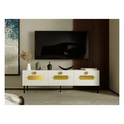 Hanah Home TV Stand Ikeda - White, Gold WhiteGold