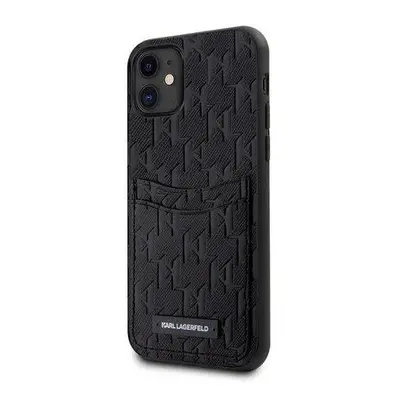 Karl Lagerfeld Saffiano Monogram Card Slot Zadní Kryt pro iPhone 11 Black