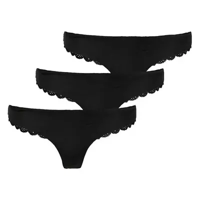 ONLY 3 PACK - dámská tanga ONLCHLOE 15253958 Black M