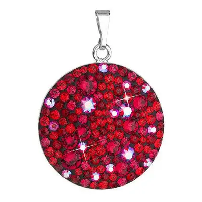 Evolution Group Stříbrný přívěsek s krystaly Swarovski červený kulatý 34131.3 cherry