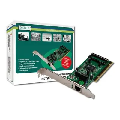 Digitus Gigabit Ethernet PCI karta 32-bit, včetně držáku s nízkým profilem, čipová sada RTL8169S