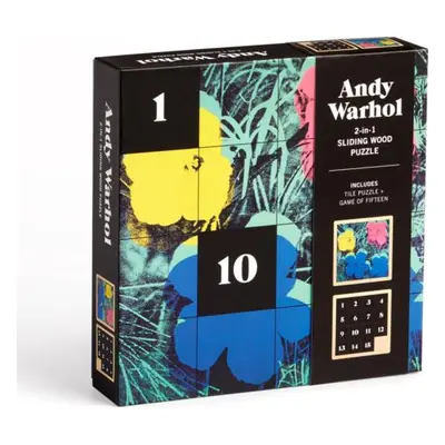 GALISON Posuvné dřevěné puzzle Andy Warhol: Květiny 2v1 (16 dílků)