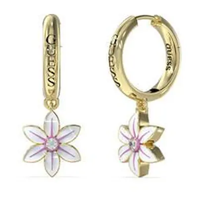 Guess Kruhové náušnice s přívěsky White Lotus JUBE04137JWYGWHT/U