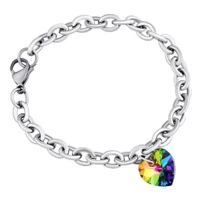 SILVEGO Ocelový se Swarovski Elements Srdce Vitrail Medium LSW079B