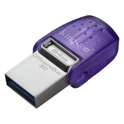 Kingston DataTraveler MicroDuo 3C/64GB/200MBps/USB 3.2/USB-A + USB-C/Fialová, DTDUO3CG3/64GB