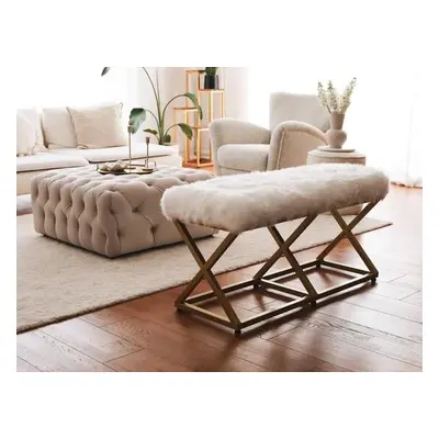 Atelier del Sofa Bench Capraz Pelush - Gold, White GoldWhite