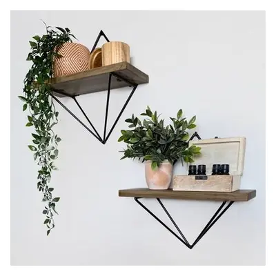 Hanah Home Decorative Wooden Wall Shelf WR046 WalnutBlack