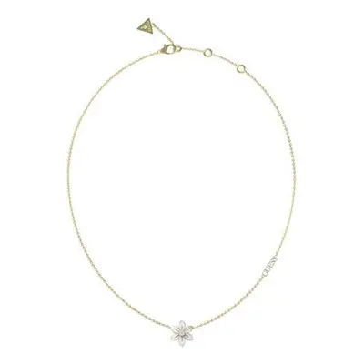 Guess Krásný pozlacený náhrdelník s květinou White Lotus JUBN04136JWYGWHT/U