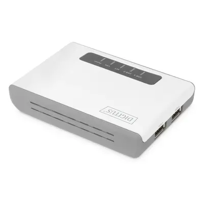 DIGITUS 2portový bezdrátový multifunkční síťový a tiskový server USB 2.0, 300 Mb / s, DN-13024