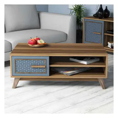 Hanah Home Coffee Table Ayla - Walnut, Blue WalnutBlue