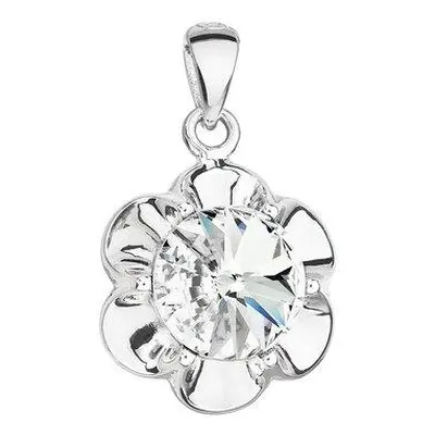 Evolution Group Stříbrný přívěsek s krystalem Swarovski bílá kytička 34230.1