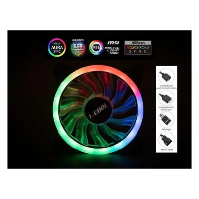 1stCOOL Fan AURA EVO Dual Ring ARGB ventilátor 12cm, F12-AURA-EVO-DR