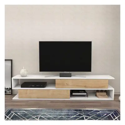 Hanah Home TV Stand Cortez - White, Oak WhiteOak