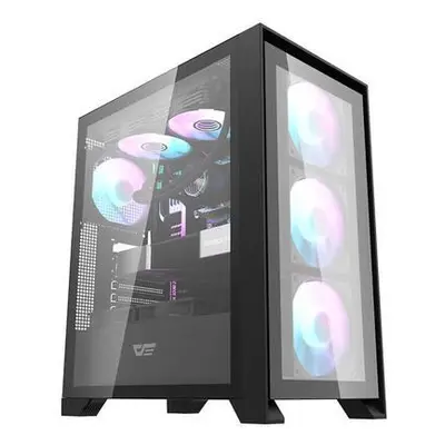 Počítačová skříň Darkflash DRX70 GLASS + 4 ventilátory RGB (černá),