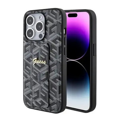 Guess PU Grip Stand G Cube Zadní Kryt pro iPhone 15 Pro Black