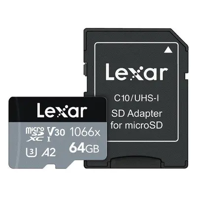 Lexar paměťová karta 64GB High-Performance 1066x microSDXC UHS-I, (čtení/zápis:160/70MB/s) C10 A