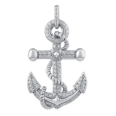 SILVEGO Stříbrný přívěsek Sailor ve tvaru kotvy s Brilliance Zirconia MW01995P