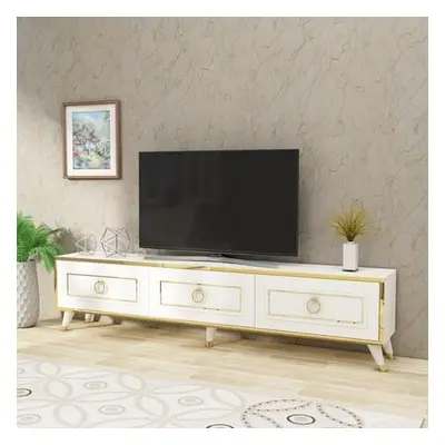 Hanah Home TV Stand Sona White/Gold