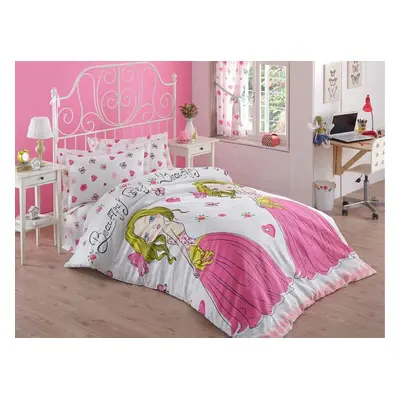 L'essentiel Maison Single Quilt Cover Set Beatiful Girl - White WhitePinkYellowFuchsiaGreen