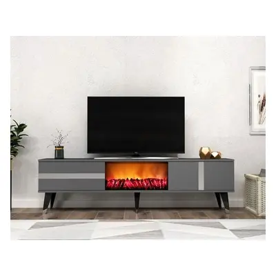 Hanah Home TV Stand Vania Fireplace - Anthracite, Silver AnthraciteSilver