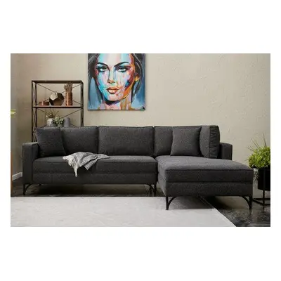 Atelier del Sofa Corner Sofa Berlin Right - Anthracite, Black AnthraciteBlack