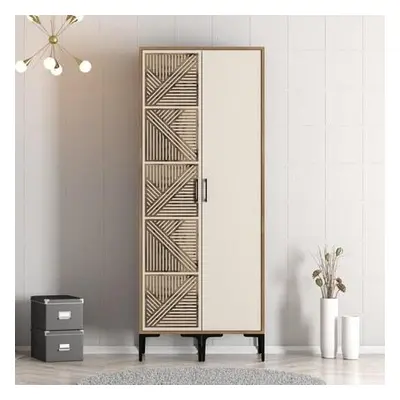 Hanah Home Wardrobe Kumsal PS - Walnut, Cream WalnutCream