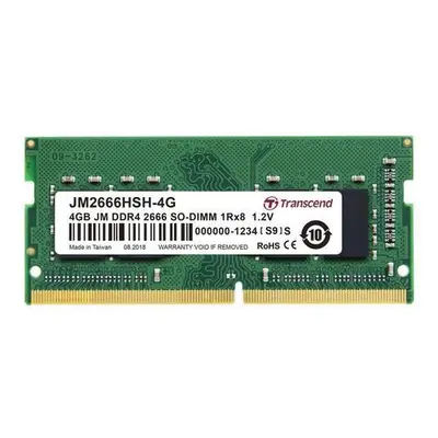 Transcend paměť 4GB (JetRam) SODIMM DDR4 2666 1Rx8 CL19, JM2666HSH-4G