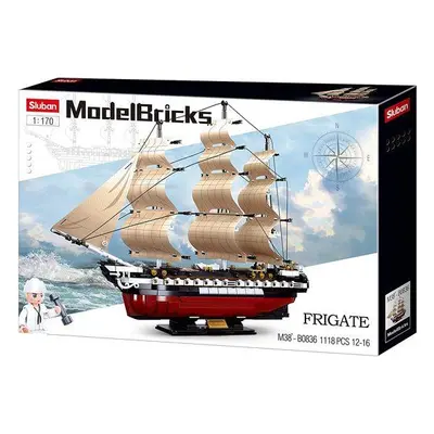 Sluban Model Bricks M38-B0836 Fregata USS Constitution plachetní válečná loď