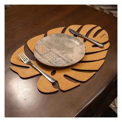 Hermia Table Mat Set (4 Pieces) Monstera - Honey