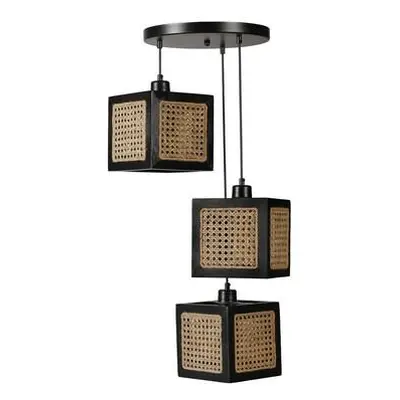 Opviq Chandelier Kumsal 8701-3 RattanBlack